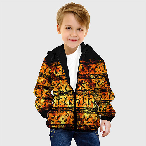 Детская куртка Кокопелли - танцы в огне / 3D-Черный – фото 4
