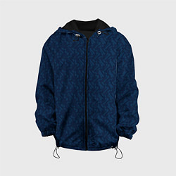 Куртка с капюшоном детская Тёмный синий текстурированный однотонный, цвет: 3D-черный