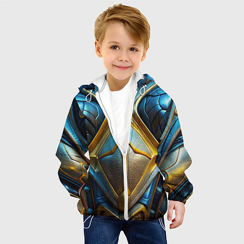 Детская куртка Объемная синяя текстурная кожа / 3D-Белый – фото 4