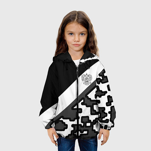 Детская куртка Россия камуфляж текстура / 3D-Черный – фото 3