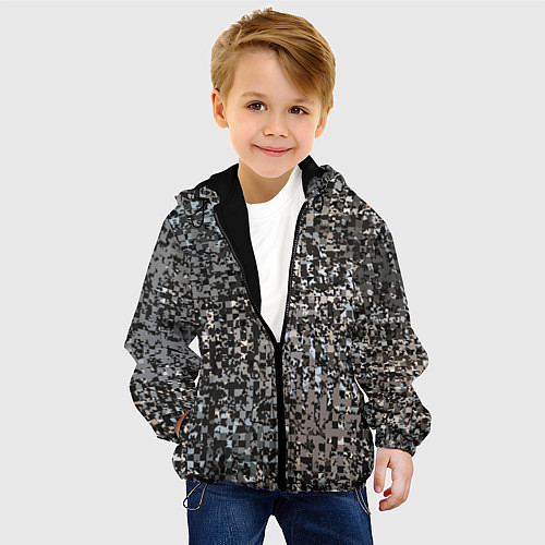Детская куртка Тёмный серо-коричневый текстурированный / 3D-Черный – фото 4