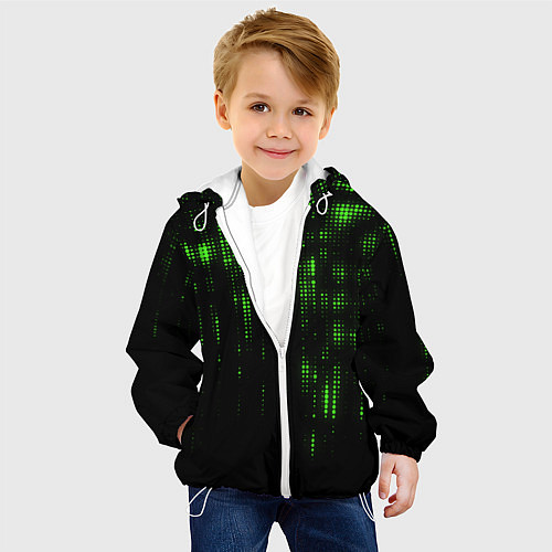 Детская куртка Геометрический эффект матрицы / 3D-Белый – фото 4
