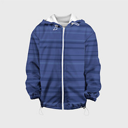 Куртка с капюшоном детская Синий простые полосы, цвет: 3D-белый