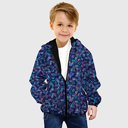 Куртка с капюшоном детская Геометрический шестиугольный орнамент, цвет: 3D-черный — фото 2