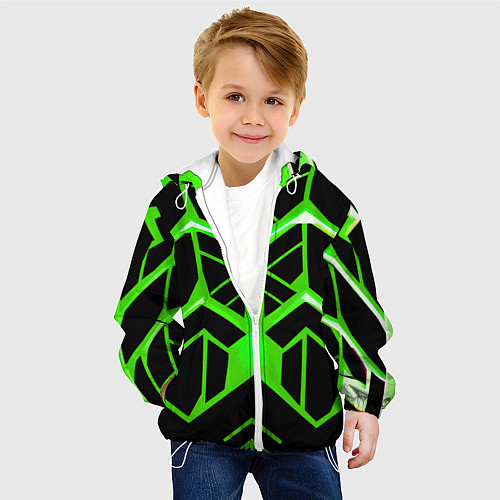 Детская куртка Green lines on a black background / 3D-Белый – фото 4
