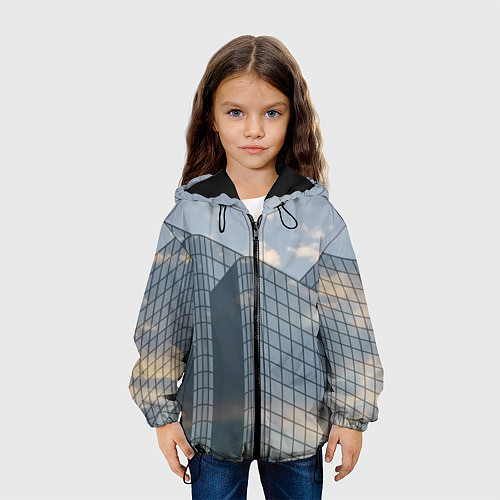 Детская куртка Городское небо и зеркальная многоэтажка / 3D-Черный – фото 3