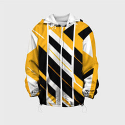 Куртка с капюшоном детская Black and yellow stripes on a white background, цвет: 3D-белый