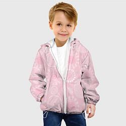 Куртка с капюшоном детская Розовый цветочный паттерн, цвет: 3D-белый — фото 2