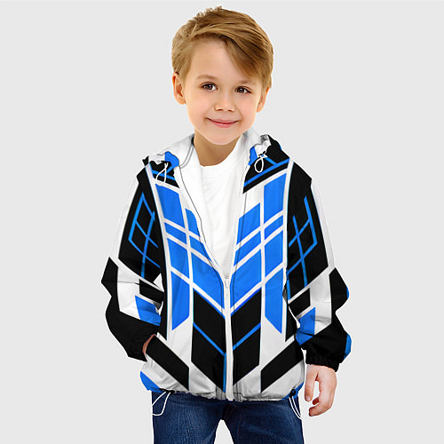 Детская куртка Blue and black stripes on a white background / 3D-Белый – фото 4