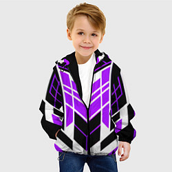 Куртка с капюшоном детская Purple and black stripes on a white background, цвет: 3D-черный — фото 2