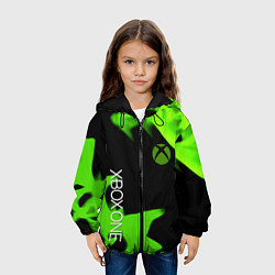 Куртка с капюшоном детская Xbox one green flame, цвет: 3D-черный — фото 2