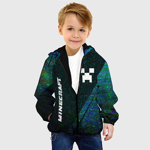 Детская куртка Minecraft glitch blue / 3D-Черный – фото 4