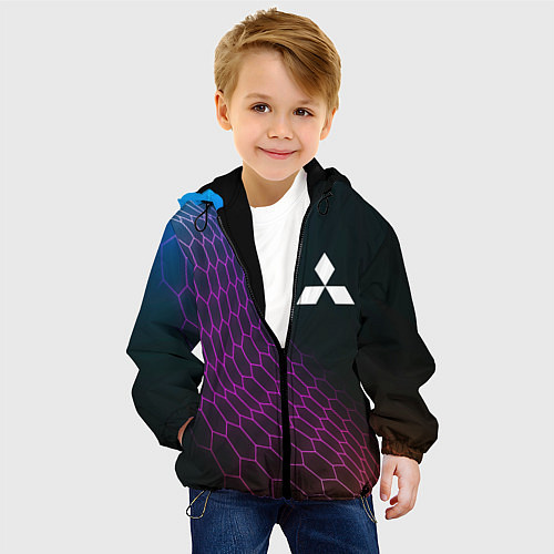 Детская куртка Mitsubishi neon hexagon / 3D-Черный – фото 4