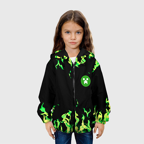 Детская куртка Minecraft green flame / 3D-Черный – фото 3