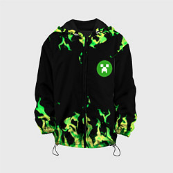 Куртка с капюшоном детская Minecraft green flame, цвет: 3D-черный