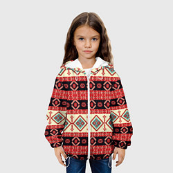 Куртка с капюшоном детская Этнический геометрический узор, цвет: 3D-белый — фото 2