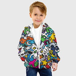 Куртка с капюшоном детская Странные разноцветные человечки, цвет: 3D-белый — фото 2
