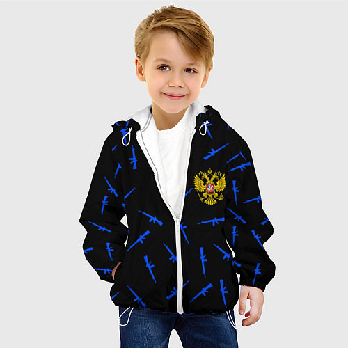 Детская куртка Армейский стиль герб / 3D-Белый – фото 4