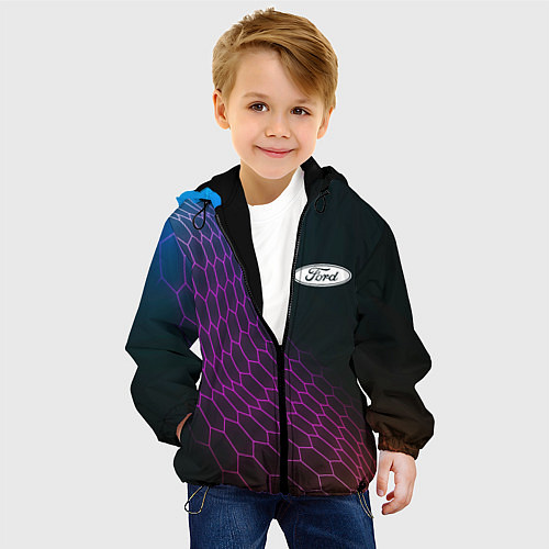 Детская куртка Ford neon hexagon / 3D-Черный – фото 4