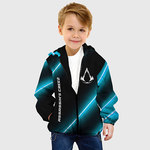 Детская куртка Assassins Creed неоновые лампы / 3D-Черный – фото 4