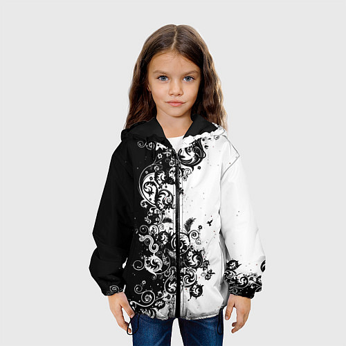 Детская куртка Чёрно белый стильный узор / 3D-Черный – фото 3
