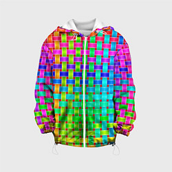 Куртка с капюшоном детская Переплетенные радужные ленты, цвет: 3D-белый