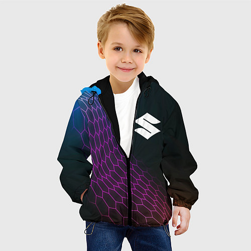 Детская куртка Suzuki neon hexagon / 3D-Черный – фото 4