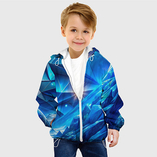 Детская куртка Синяя объемная абстракция со вспышкой / 3D-Белый – фото 4