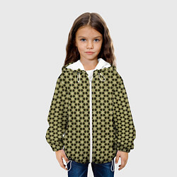 Куртка с капюшоном детская Паттерн сетчатый с черными шестигранниками, цвет: 3D-белый — фото 2
