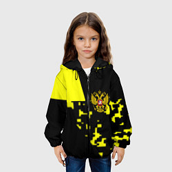 Куртка с капюшоном детская Россия имперский стиль пиксели, цвет: 3D-черный — фото 2