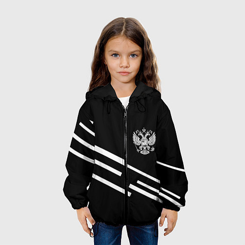 Детская куртка Россия геометрия спорт / 3D-Черный – фото 3