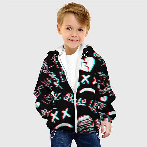 Детская куртка Lil Peep logo glitch / 3D-Белый – фото 4