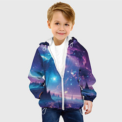 Куртка с капюшоном детская Звездный город в космосе, цвет: 3D-белый — фото 2