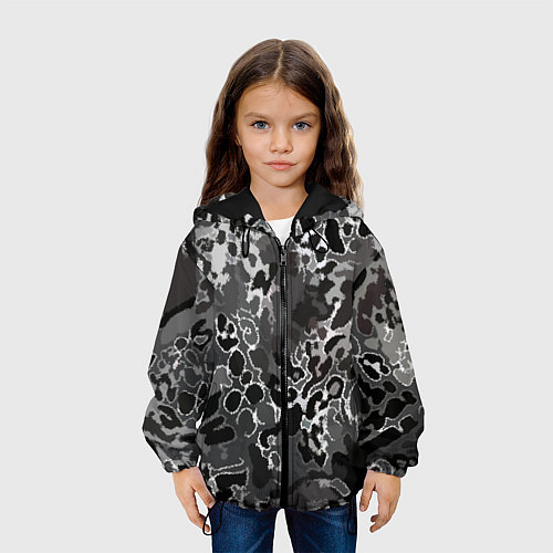 Детская куртка Чёрно-серый абстракция / 3D-Черный – фото 3