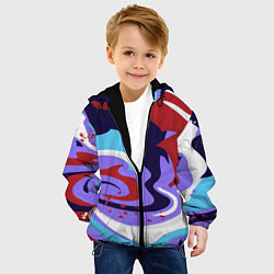 Куртка с капюшоном детская Клякса абстракция, цвет: 3D-черный — фото 2