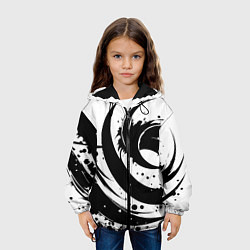 Куртка с капюшоном детская Ai art black and white abstraction, цвет: 3D-черный — фото 2