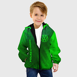 Куртка с капюшоном детская Volkswagen - green gradient вертикально, цвет: 3D-черный — фото 2