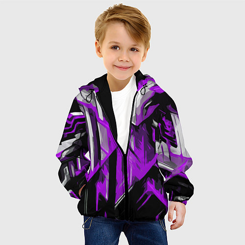 Детская куртка White and purple abstraction on a black background / 3D-Черный – фото 4