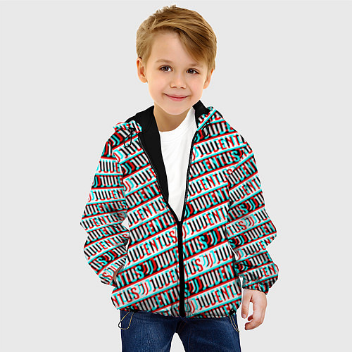 Детская куртка Ювентус глитч паттерн / 3D-Черный – фото 4