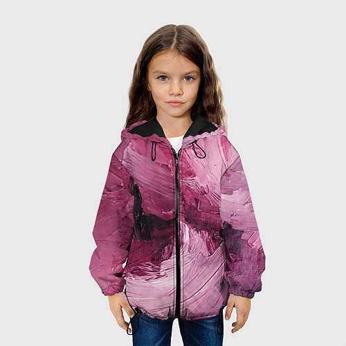 Детская куртка Розовые краски / 3D-Черный – фото 3