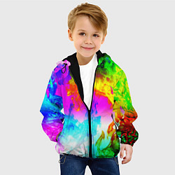 Куртка с капюшоном детская Неоново кислотный огонь, цвет: 3D-черный — фото 2