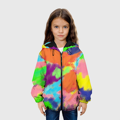 Детская куртка Яркие пятна мелками - текстура / 3D-Черный – фото 3