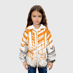 Куртка с капюшоном детская Агрессивные оранжевые полосы на белом фоне, цвет: 3D-белый — фото 2