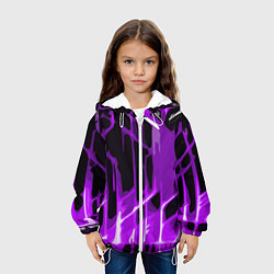 Куртка с капюшоном детская Abstract purple stripes on a black background, цвет: 3D-белый — фото 2