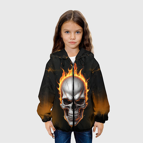 Детская куртка Череп в огне / 3D-Черный – фото 3