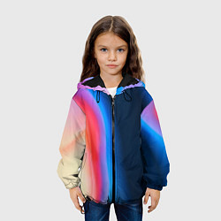 Куртка с капюшоном детская Неоновый градиент разводы, цвет: 3D-черный — фото 2