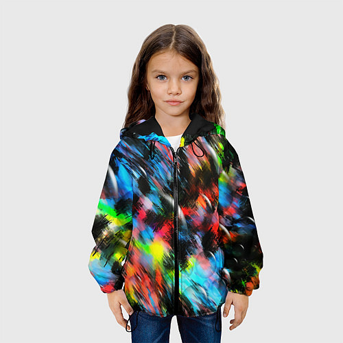 Детская куртка Цветные краски абстракция / 3D-Черный – фото 3