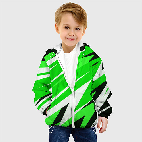 Детская куртка Geometry stripes green / 3D-Белый – фото 4