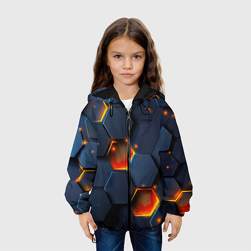 Детская куртка Шестигранники с подсветкой / 3D-Черный – фото 3