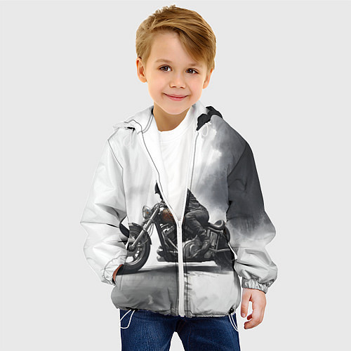 Детская куртка Крутой байкер скетч / 3D-Белый – фото 4